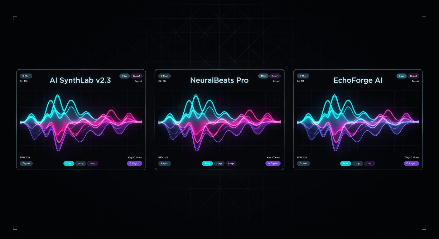 Side-by-side waveform comparison of tracks generated by different AI music tools