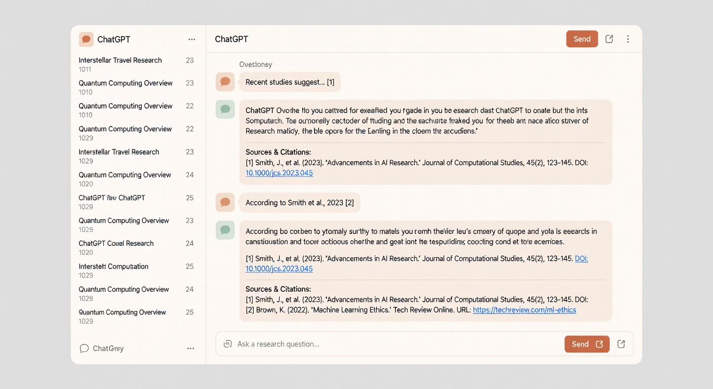 ChatGPT conversation interface for research and analysis