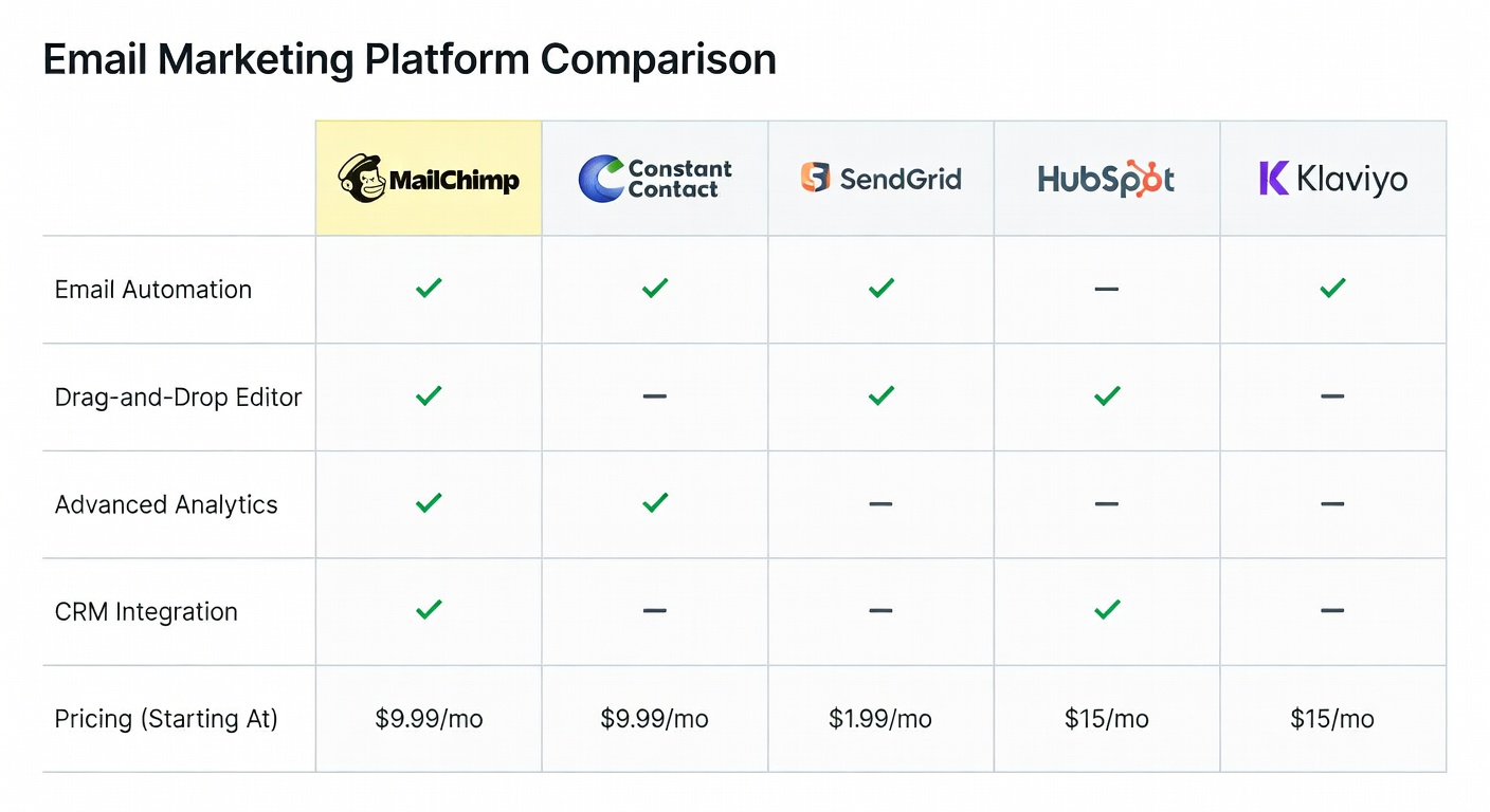 Email marketing platforms comparison overview for 2026