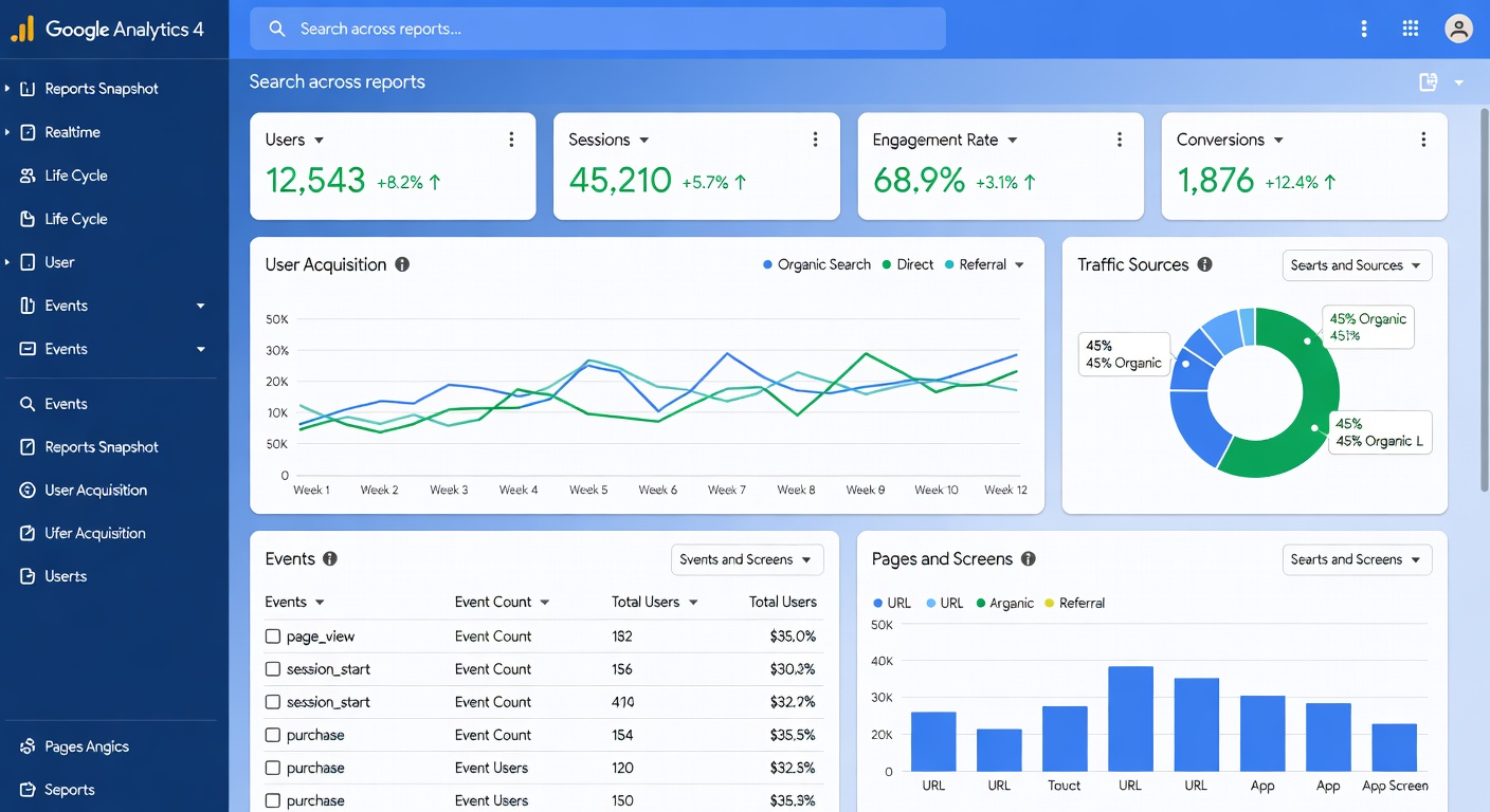 Google Analytics 4 main dashboard overview